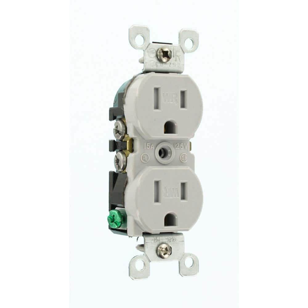 Leviton 15 Amp 125 V Tamper/Weather Resistant Duplex Outlet/Receptacle, Gray (1-Pack) W5320-T0G (2)