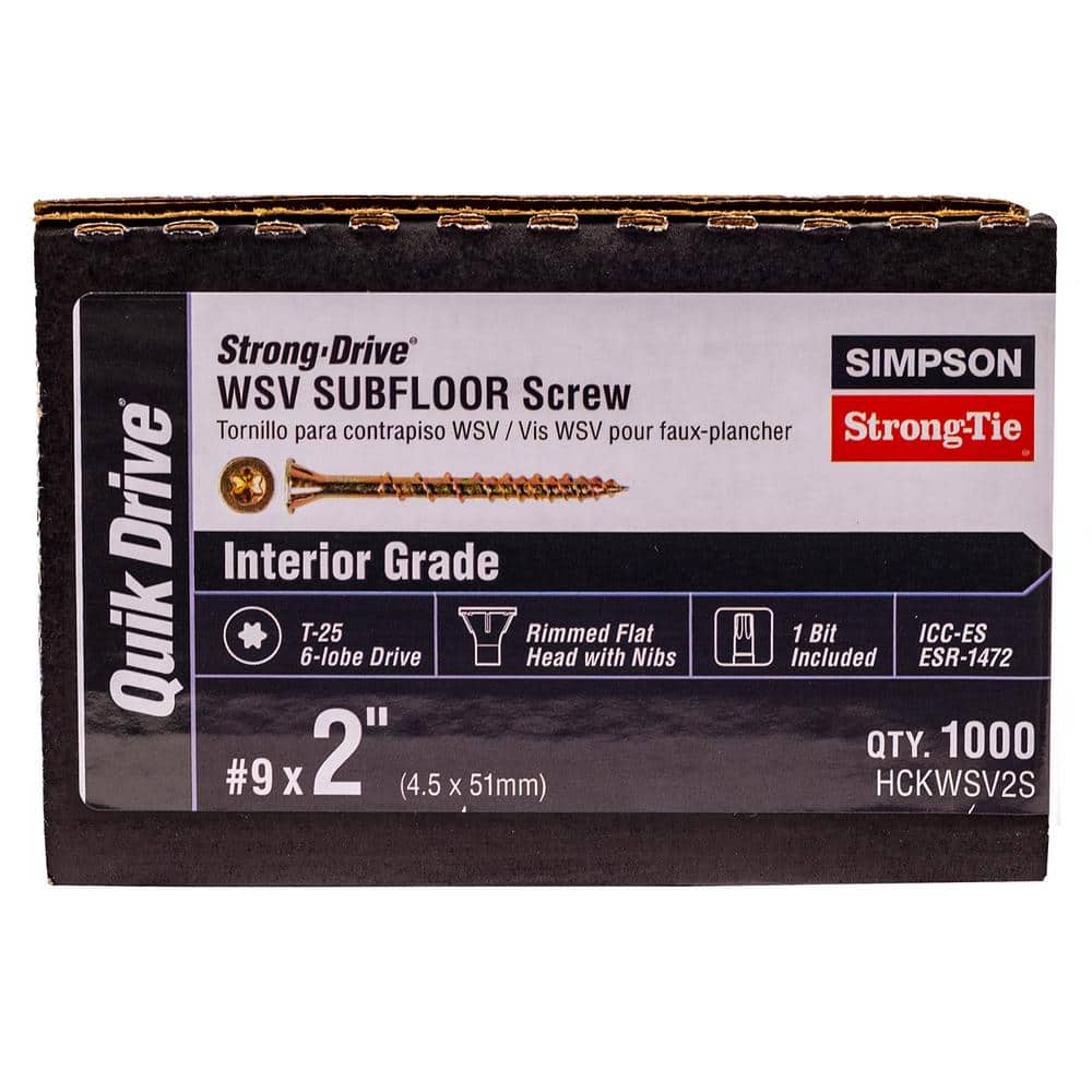 Simpson Strong-Tie #9 x 2 in. T25 6-Lobe, Flat Head, Strong-Drive WSV Collated Subfloor Screw, Yellow Zinc (1000-Pack) (1)