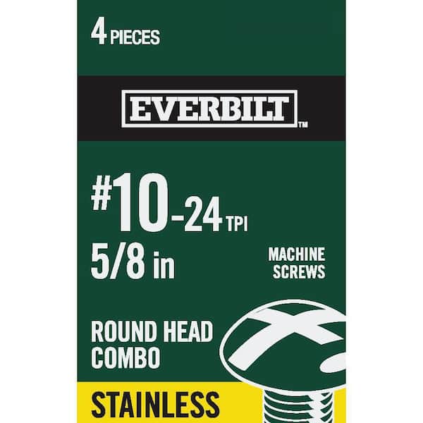 Everbilt #10-24 x 5/8 in. Stainless Steel Combo Round Head Machine Screw (4-Pack) (2)