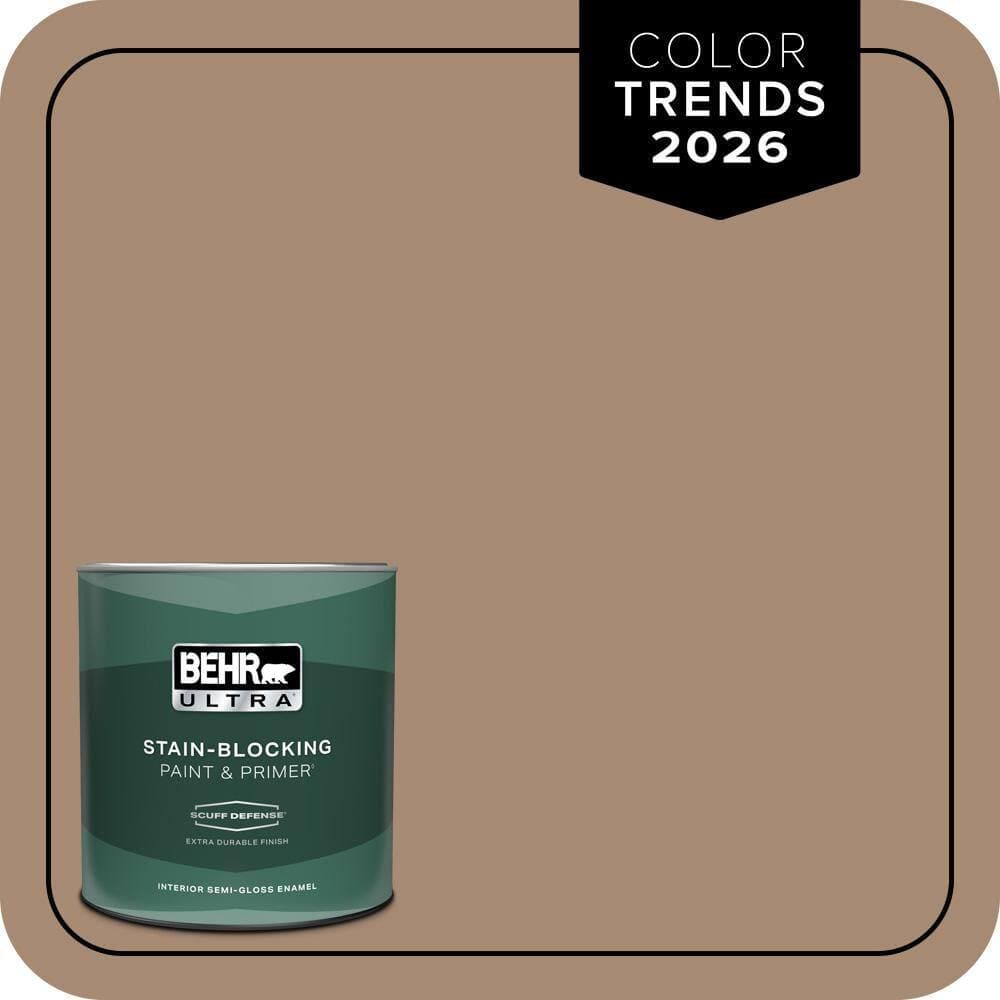 BEHR ULTRA 1 qt. #N240-5 Rodeo Tan Extra Durable Semi-Gloss Enamel Interior Paint & Primer