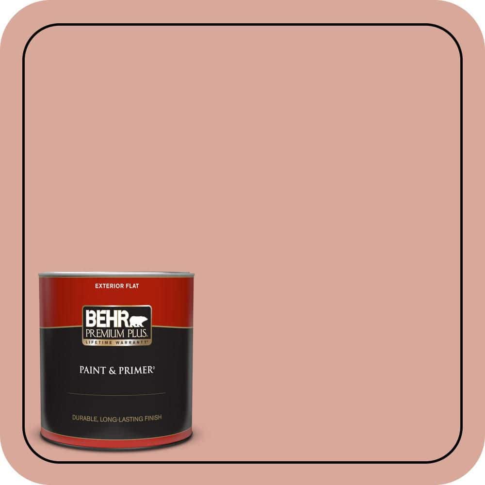 BEHR PREMIUM PLUS 1 Qt. #PMD-70 Cottage Rose Flat Exterior Paint & Primer