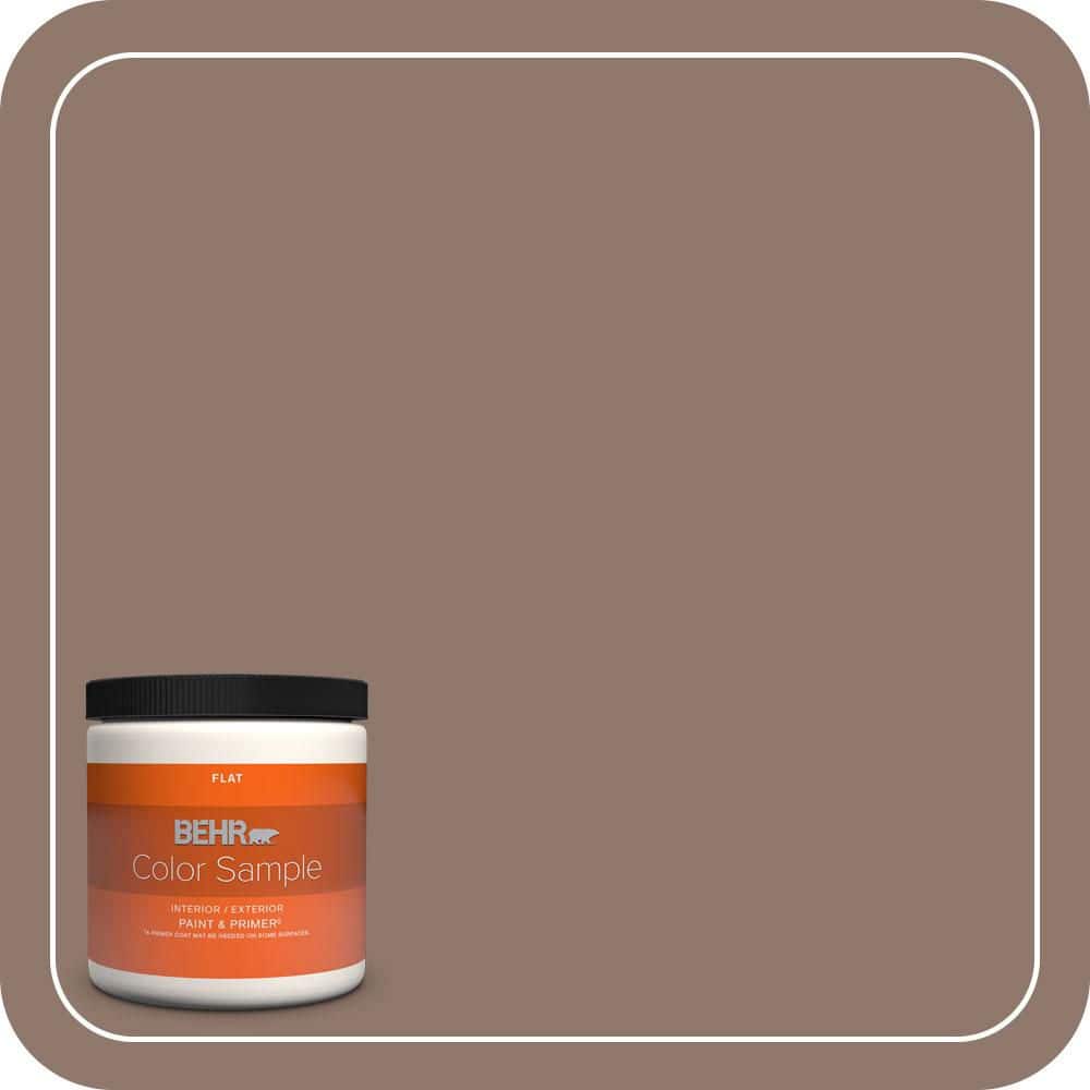 BEHR PREMIUM PLUS 8 oz. #N170-5 Chocolate Heart Flat Interior/Exterior Paint & Primer Color Sample