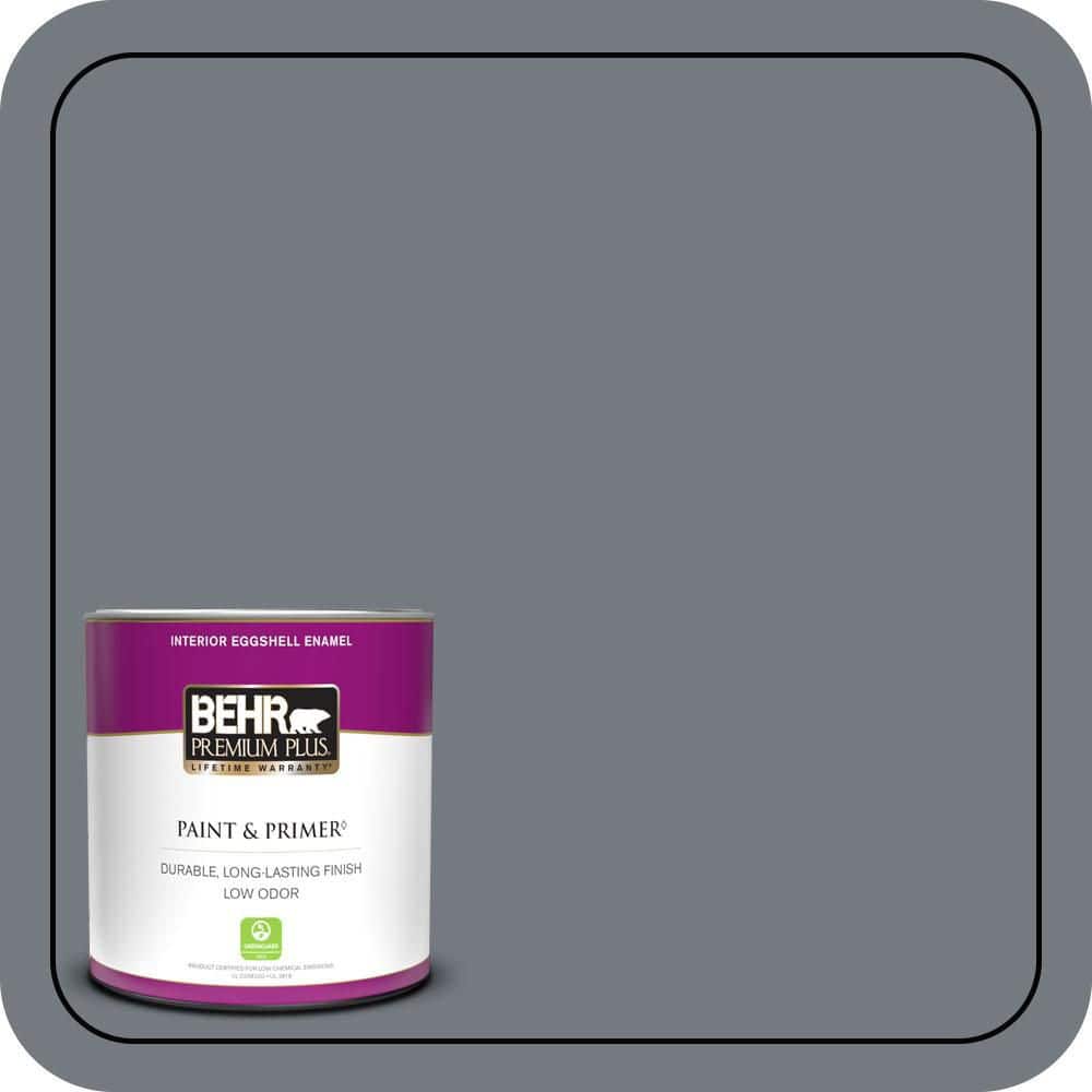 BEHR PREMIUM PLUS 1 qt. #N510-5 Liquid Mercury color Eggshell Enamel Low Odor Interior Paint & Primer