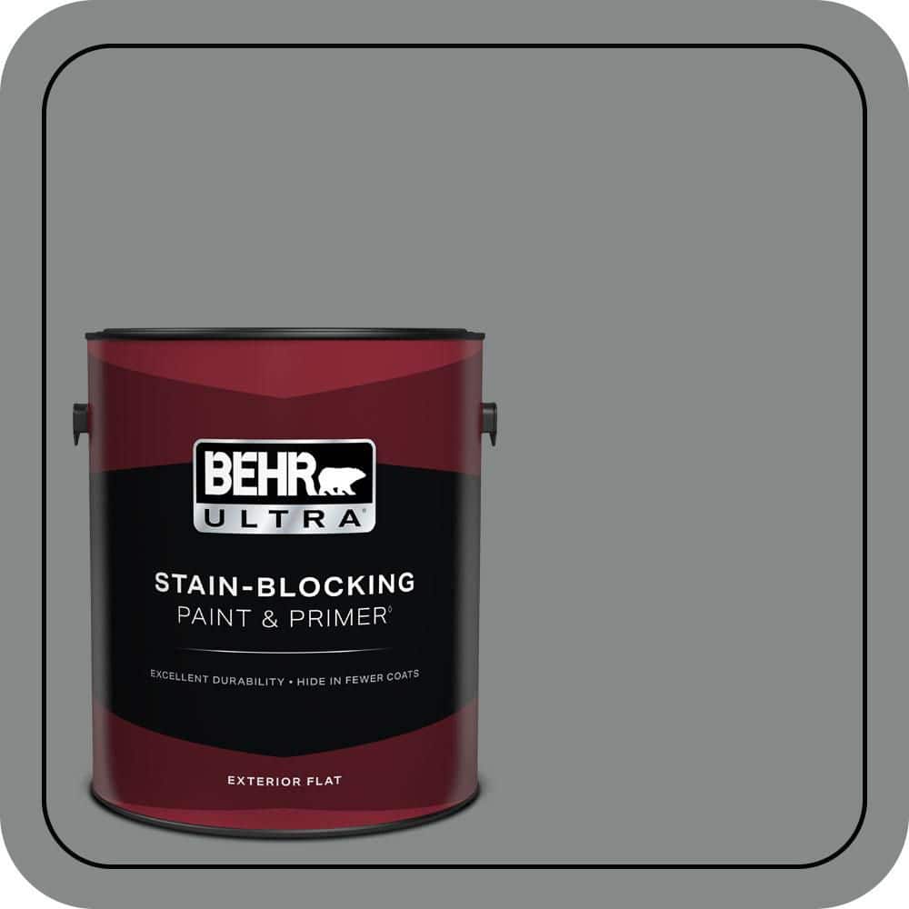 BEHR ULTRA 1 gal. #N460-5 Slate Rock Flat Exterior Paint & Primer