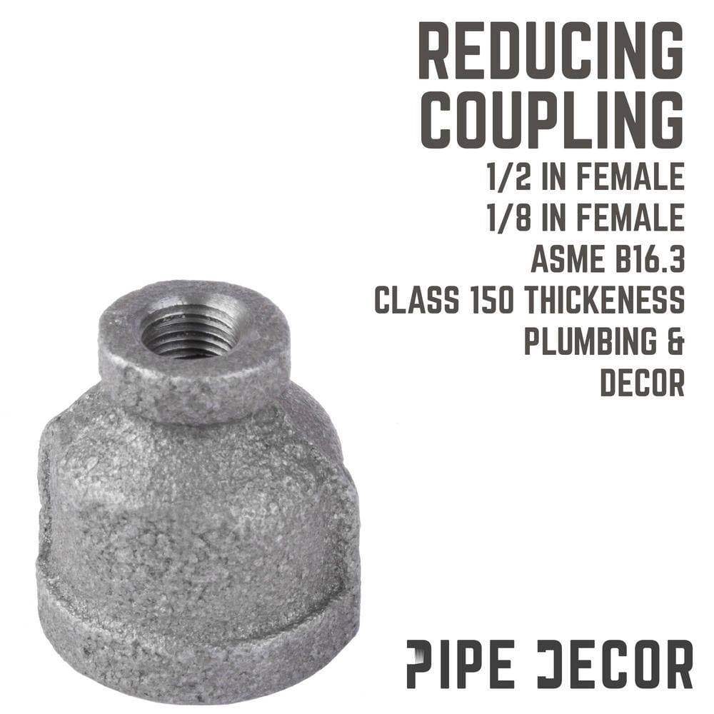 PIPE DECOR 1/2 in. 1/8 in. Black Iron Reducing Coupling (3)