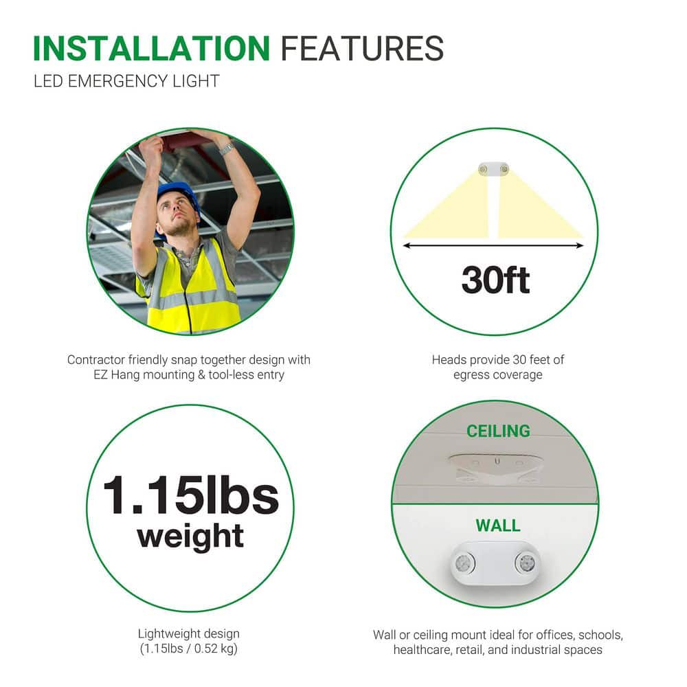 Sure-Lites SEL White Integrated LED Plastic Emergency Light LFP Coverage Area of 30 ft. (4)