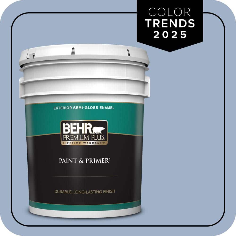 BEHR PREMIUM PLUS 5 gal. #S530-3 Aerial View Semi-Gloss Enamel Exterior Paint & Primer