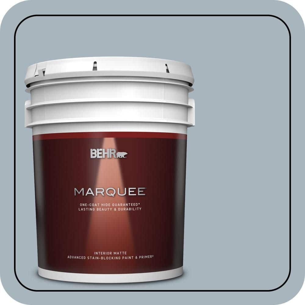 BEHR MARQUEE 5 gal. #MQ5-23 Intercoastal Gray One-Coat Hide Matte Interior Paint & Primer