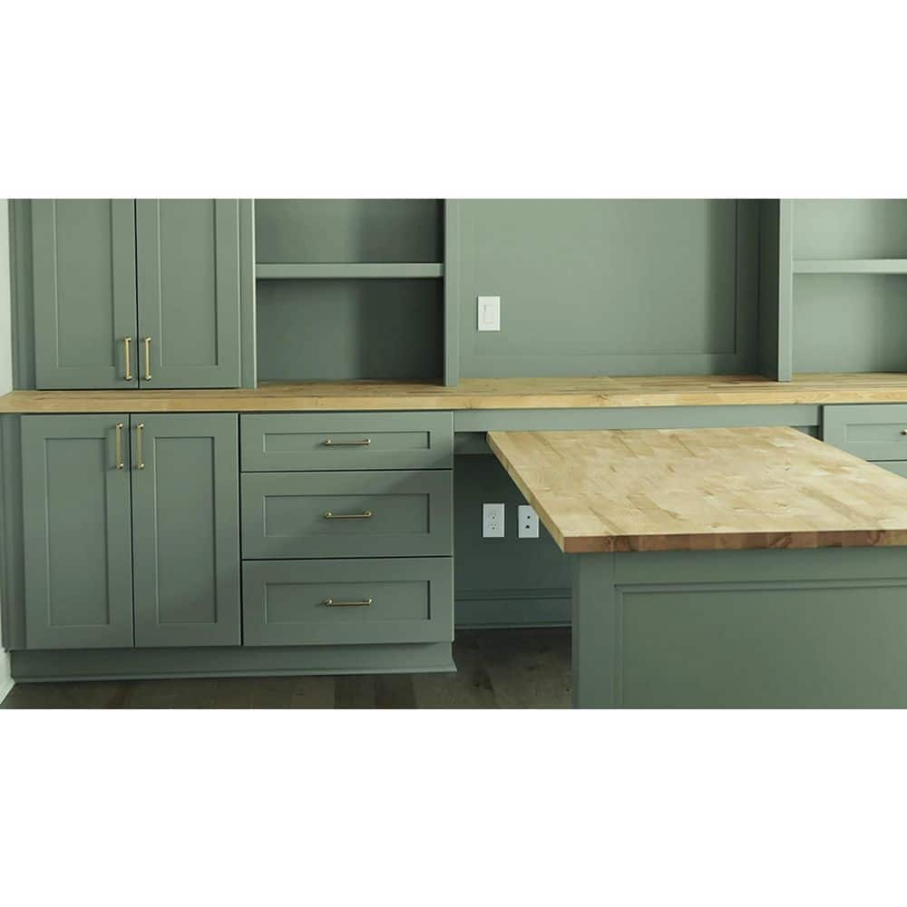 Plywell Shaker W 34.5 in. H 21 in. D Bath Vanity Cabinet without Top with 6-Drawers in Jade Assembled (4)
