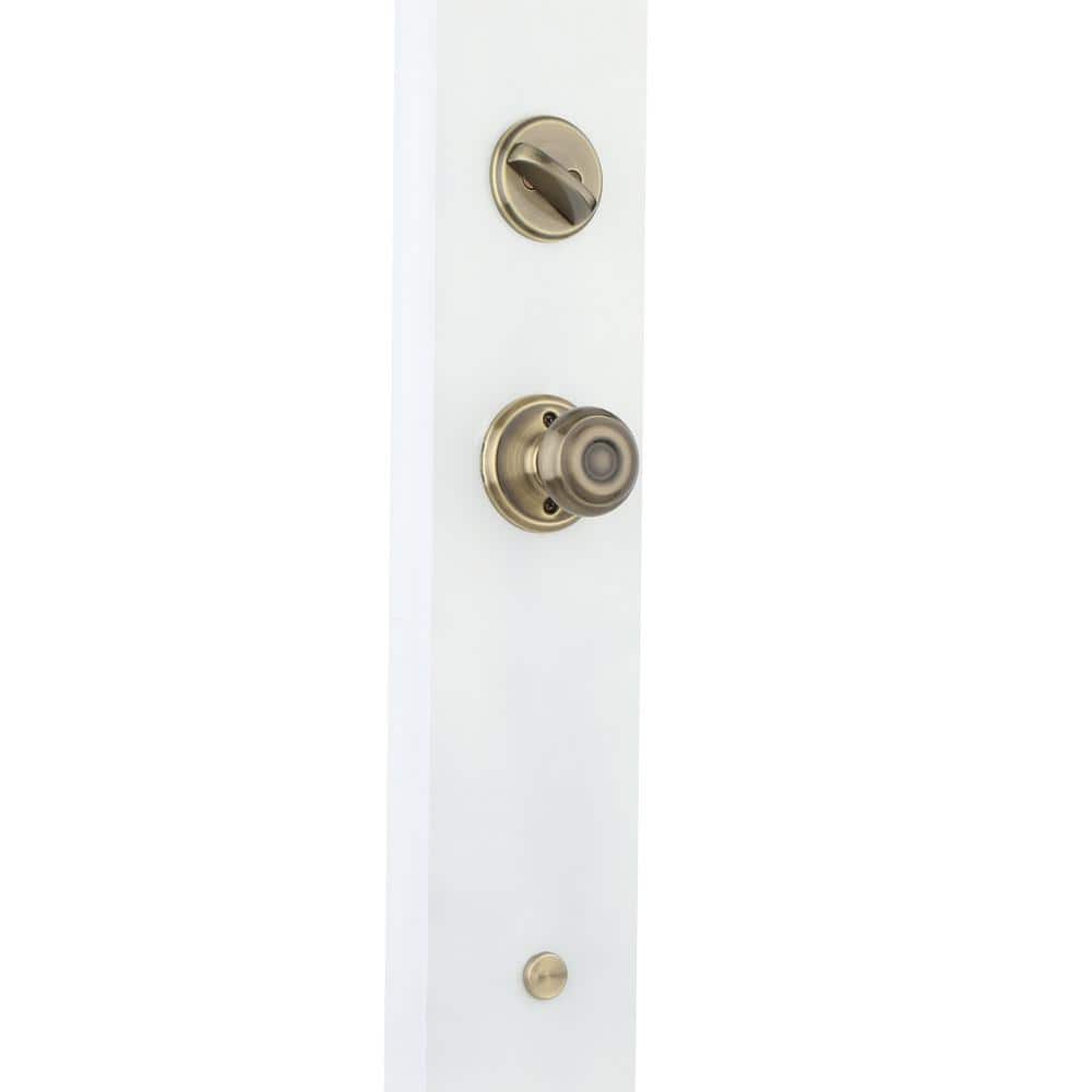 Schlage Camelot Antique Brass Single Cylinder Door Handleset with Georgian Knob (4)