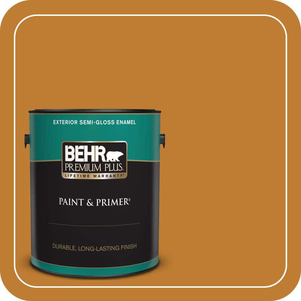 BEHR PREMIUM PLUS 1 gal. #S-H-310 Autumn Fest Semi-Gloss Enamel Exterior Paint & Primer
