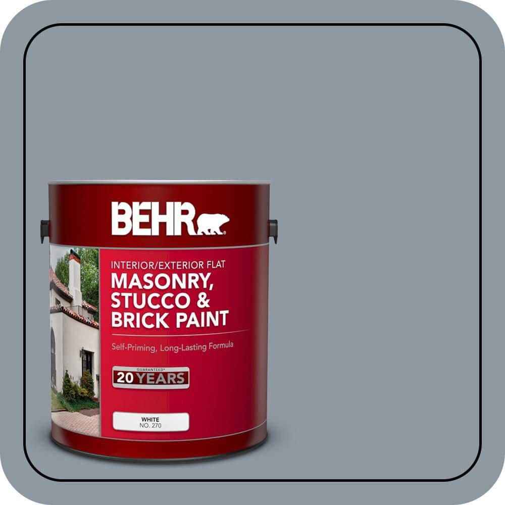 BEHR 1 gal. #N490-4 Teton Blue Flat Interior/Exterior Masonry, Stucco and Brick Paint