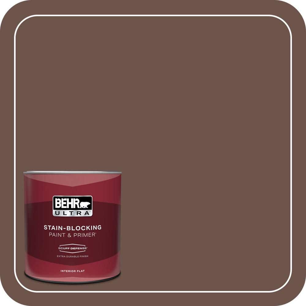 BEHR ULTRA 1 qt. #N130-7 Double Fudge Extra Durable Flat Interior Paint & Primer