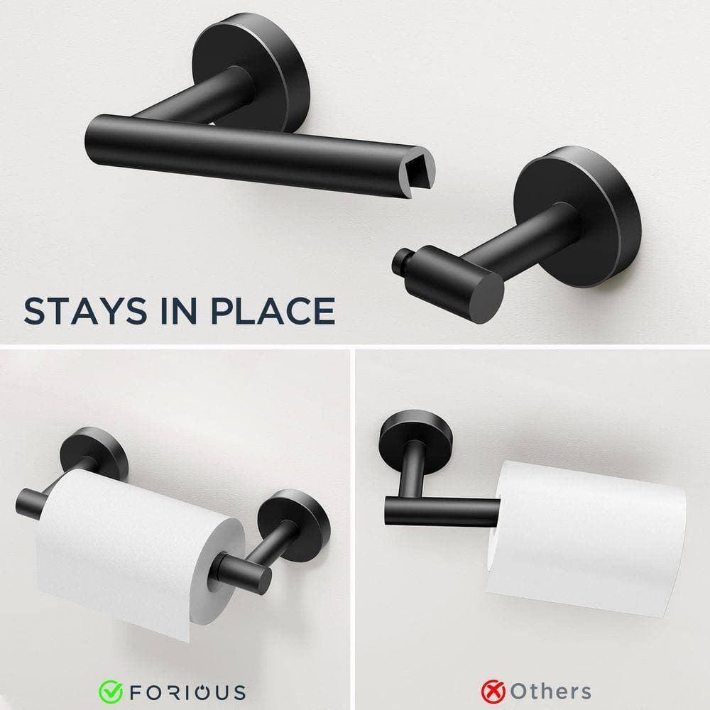Lynzavix 2-Piece Toilet Paper Holder and Hand Towel Ring Set with Pivoting Double Post and Wall Mount Hardware in Matte Black (3)