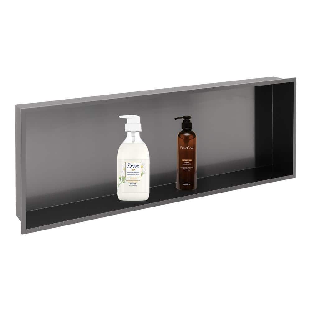 Logmey 37 in. W x 13 in. H x 4 in. D 18-Gauge Stainless Steel Shower Niche Shower Shelf for Bathroom Storage in Gunmetal Black (1)