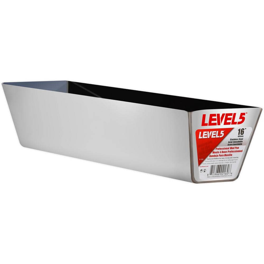 Level 5 16 in. Stainless Steel Mud Pan with Curved Bottom