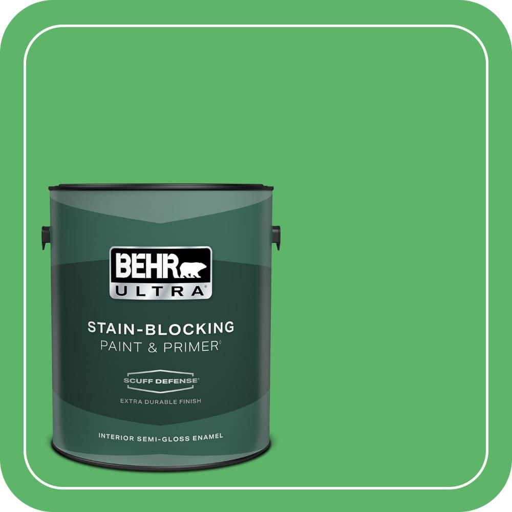 BEHR ULTRA 1 gal. #P390-6 Lawn Party Extra Durable Semi-Gloss Enamel Interior Paint & Primer
