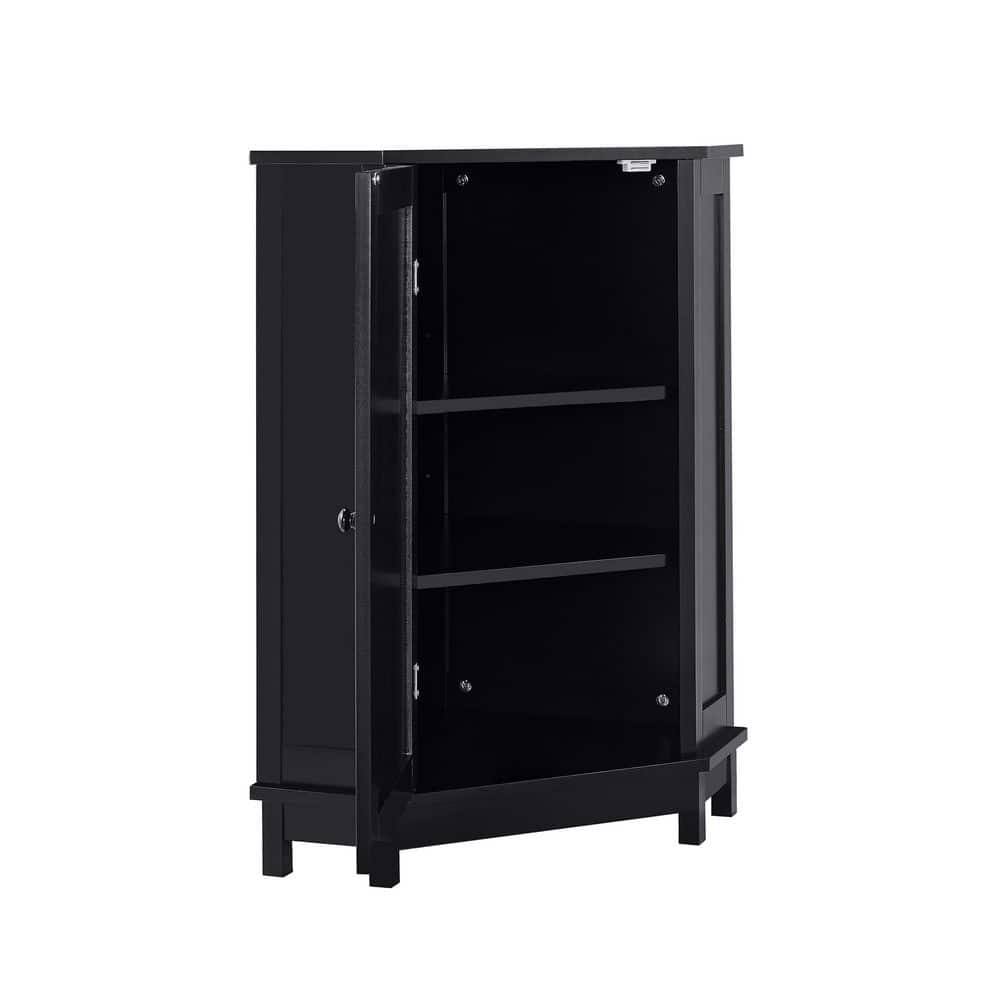 Unbranded Triangle 17.5 in. W 17.5 in. D 31.4 in. H MDF Linen Cabinet with Adjustable Shelf for Bathroom (2)