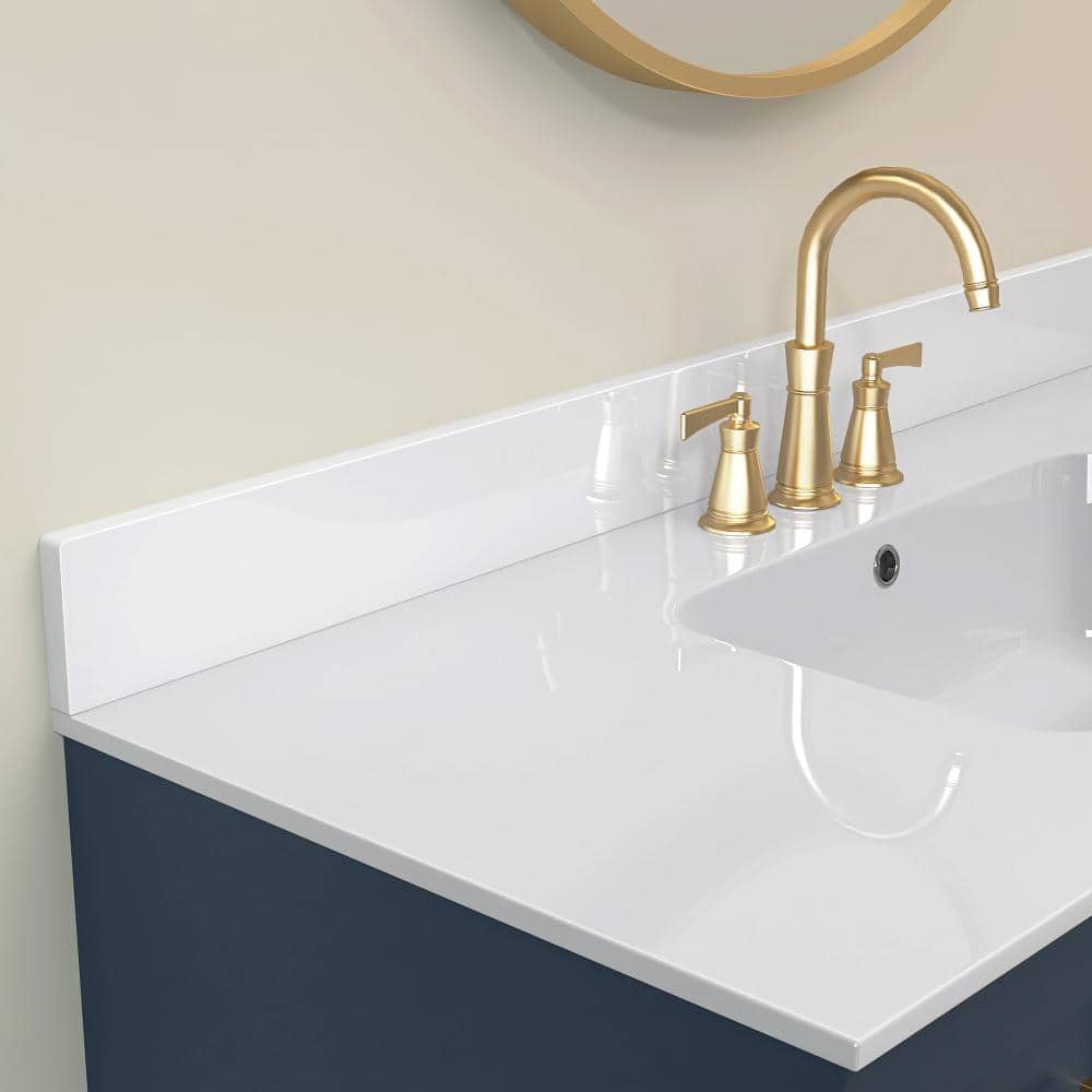 NTQ 42 in. Solid Surface Vanity Backsplash Bathroom Vanity Back splash in White (3)