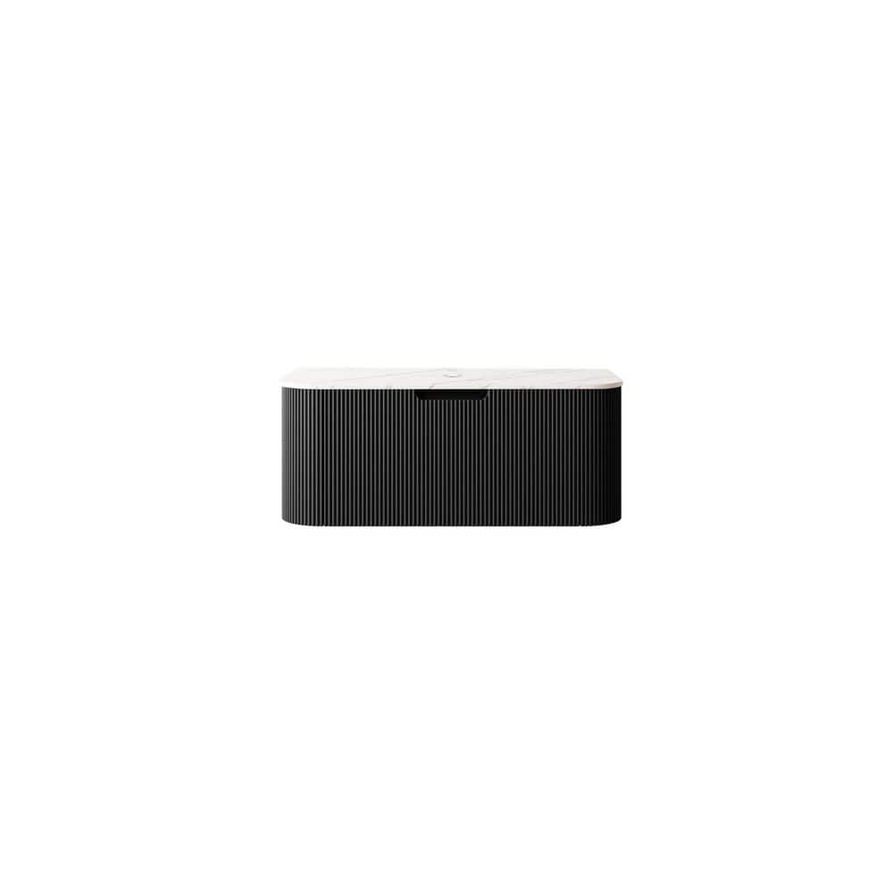 Buruis 36 in. Bath Vanity Cabinet without Top in Black with Carrara White Sintered Stone Countertop, Basin Not Included (3)