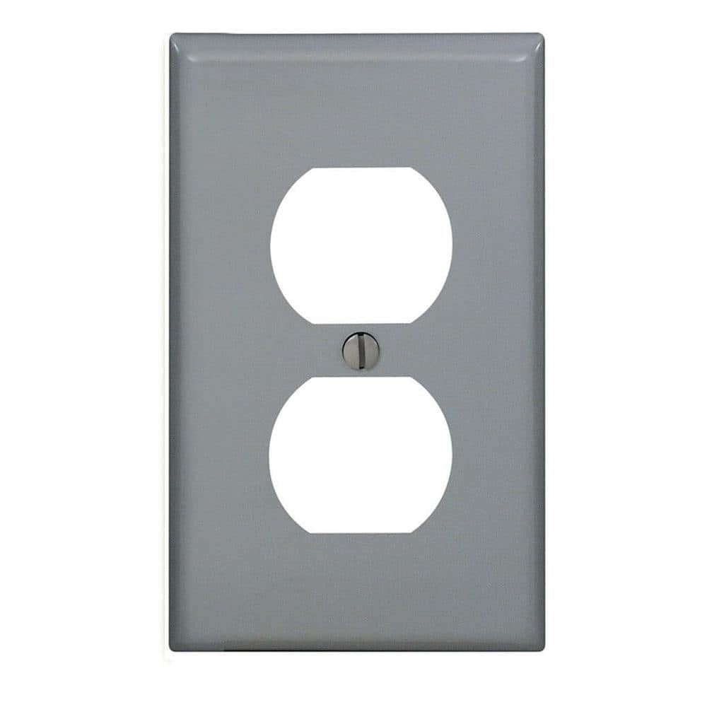 Leviton 1-Gang Gray Duplex Outlet/Receptacle Nylon Midway/Midsize Wall Plate (1-Pack) PJ8-GY