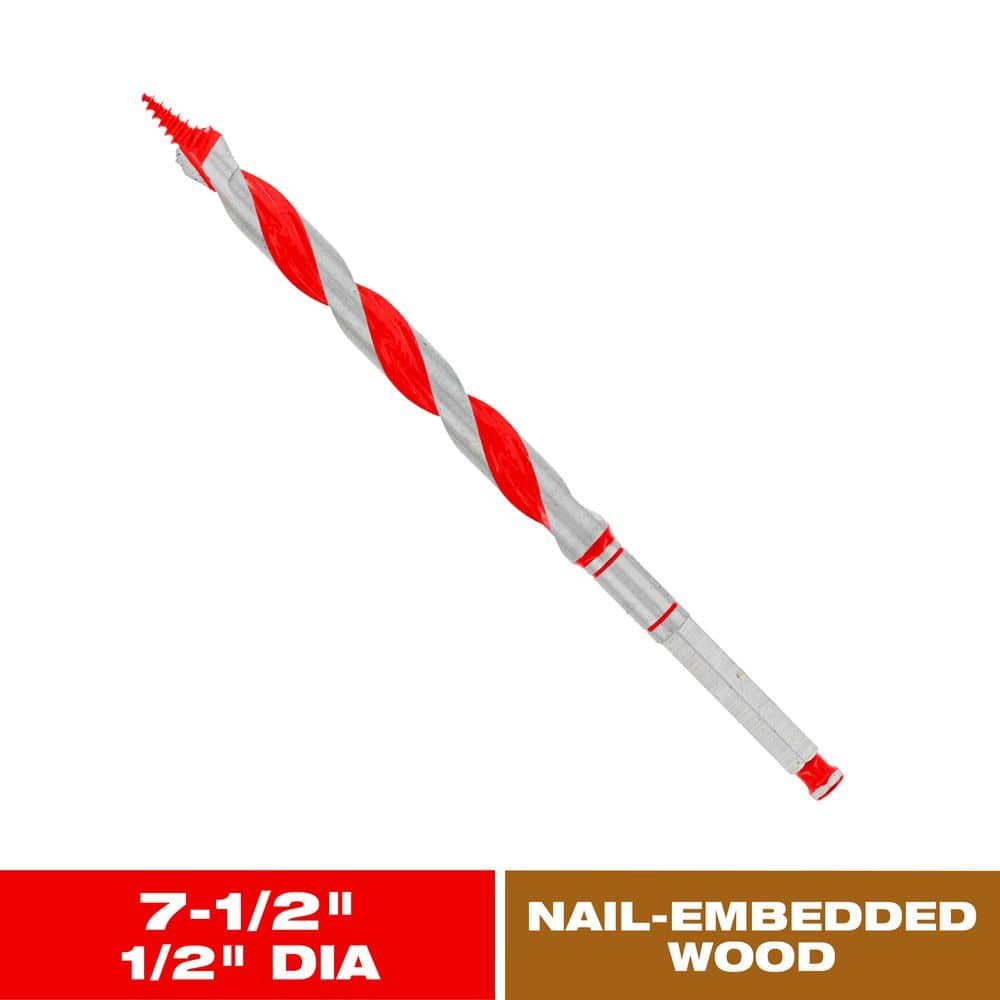DIABLO 1/2 in. x 7-1/2 in. High Carbon Steel Auger Bit for Wood and Nail-Embedded Wood (1-Piece)