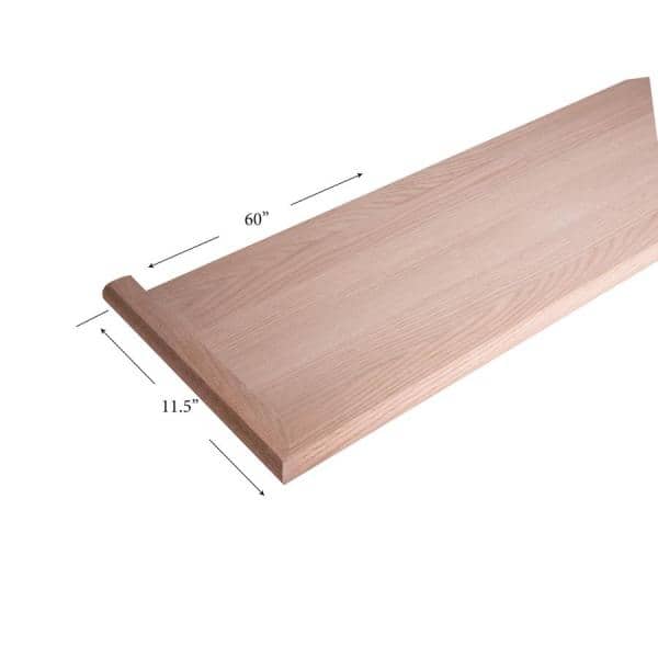 HOUSE OF FORGINGS 8070-MR 60 in. Reversible Mitered Return 11.5 in. x 1 in. Wooden Hardwood Staircase Tread for Stair Remodel (2)