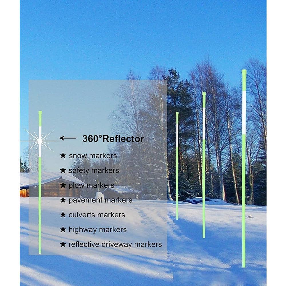 FiberMarker 72 in. Driveway Reflectors Solid Snow Markers 5/16 in. Dia Snow Poles, Green (20-Pack) (2)