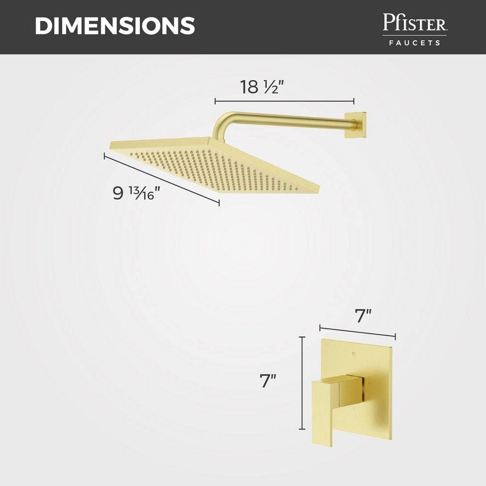 Pfister Dumont 1-Handle Wall Mount Shower Faucet Trim Kit in Spot Defense Brushed Gold [Valve Not Included] (3)