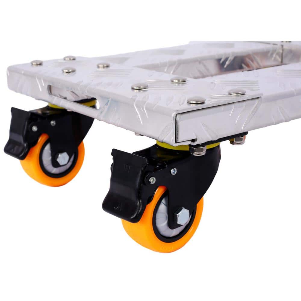 Amucolo 800 lbs. Capacity Heavy-Duty Aluminum Movers Dolly Furniture Dolly Trolley Cart, TPU Casters with Brake Option(Set of 2) (3)