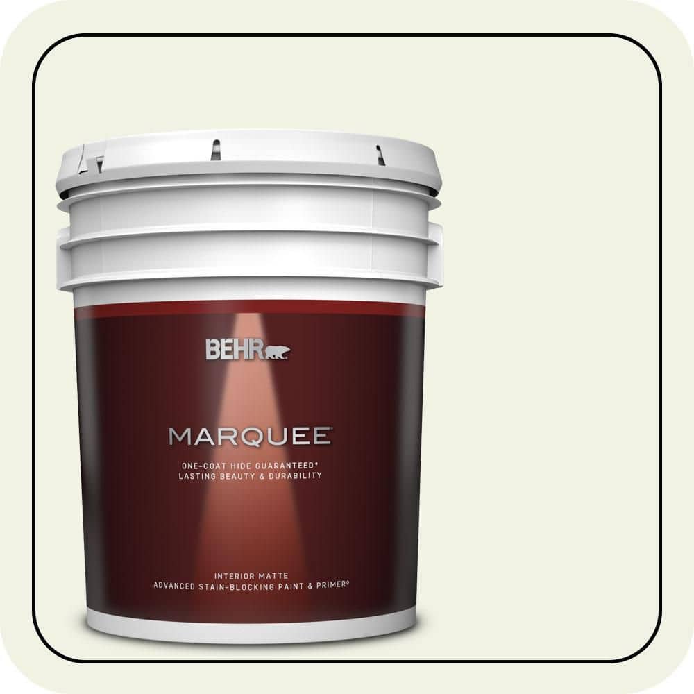 BEHR MARQUEE 5 gal. #W-F-710 Hushed White Matte Interior Paint & Primer