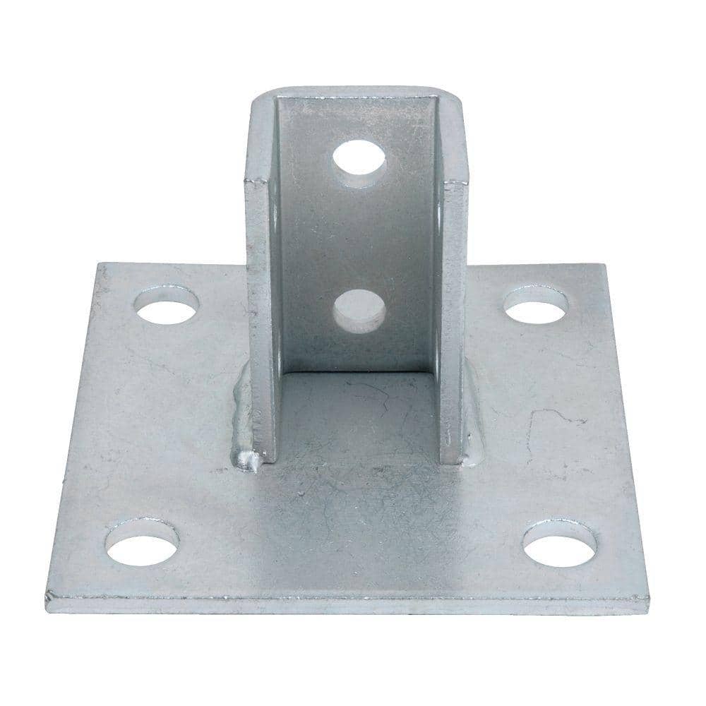 Superstrut 6 in. x 6 in. Steel Square Post Base Connector - Strut Fitting - Silver Galvanized (AP232SQEG-4R) (1)