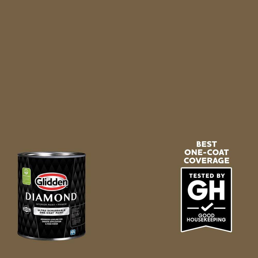 Glidden Diamond 1 qt. PPG1097-7 Olive Wood Satin Interior Paint with Primer