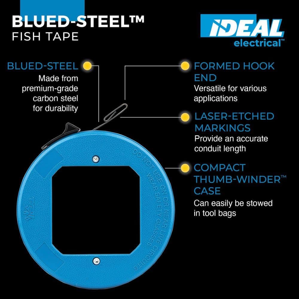 IDEAL Thumb-Winder 50 ft. x 1/8 in. x .045 in. Steel Fish Tape (2)