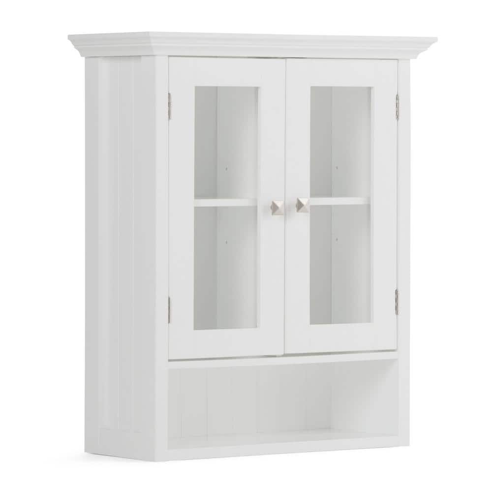 Simpli Home Acadian 28 in. H x 23.6 in. W Double Door Wall Bath Cabinet in Pure White