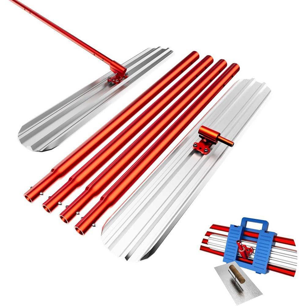 KIWDZFU 48 x 8 Concrete Float with Combinable Handles Magnesium Aluminum Alloy Trowel Bull Float Kit Red (1)