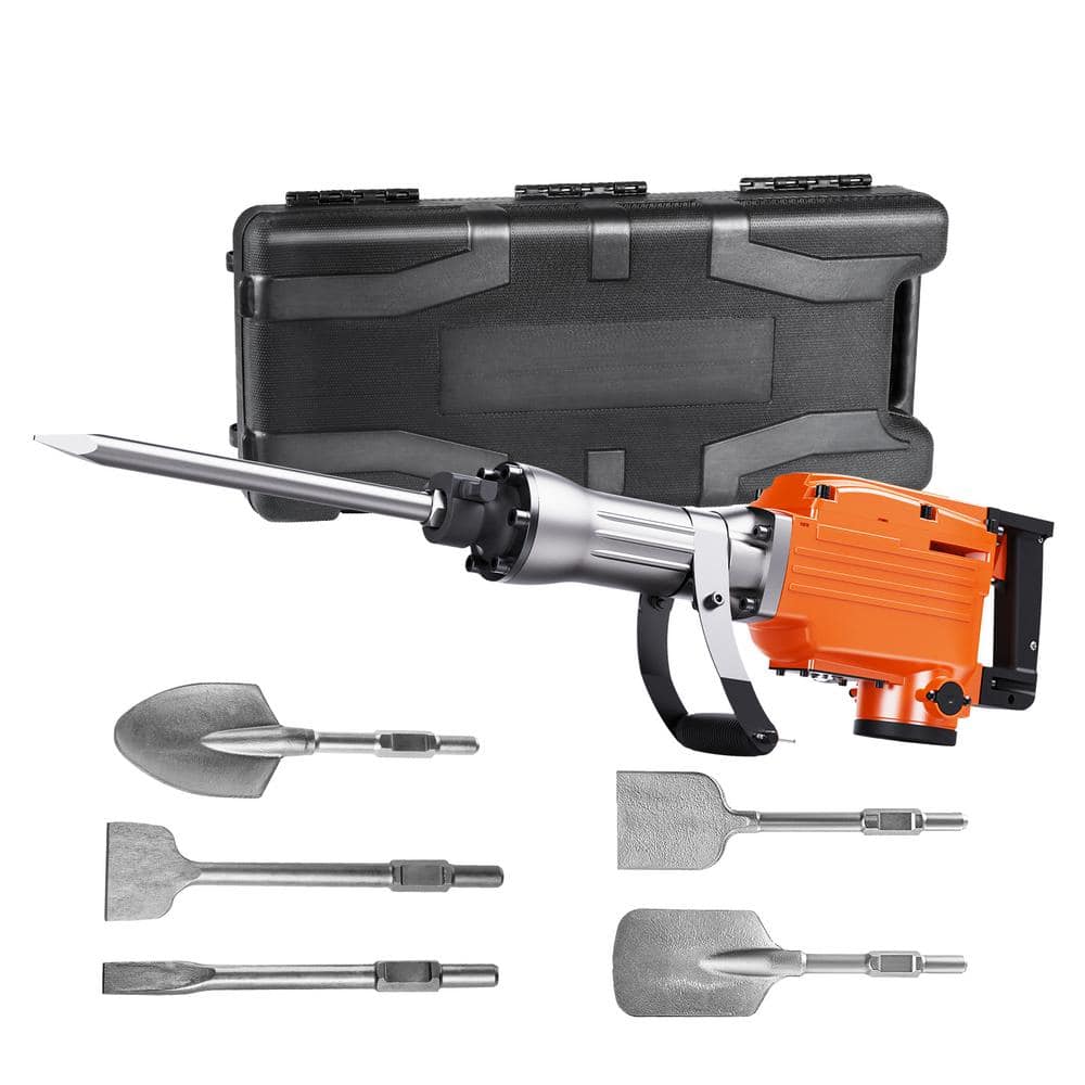 SKYSHALO Demolition Jack Hammer Concrete Breaker, 25.6 x 4.7 in., 2200W Electric Hammer 6 Chisel Bits