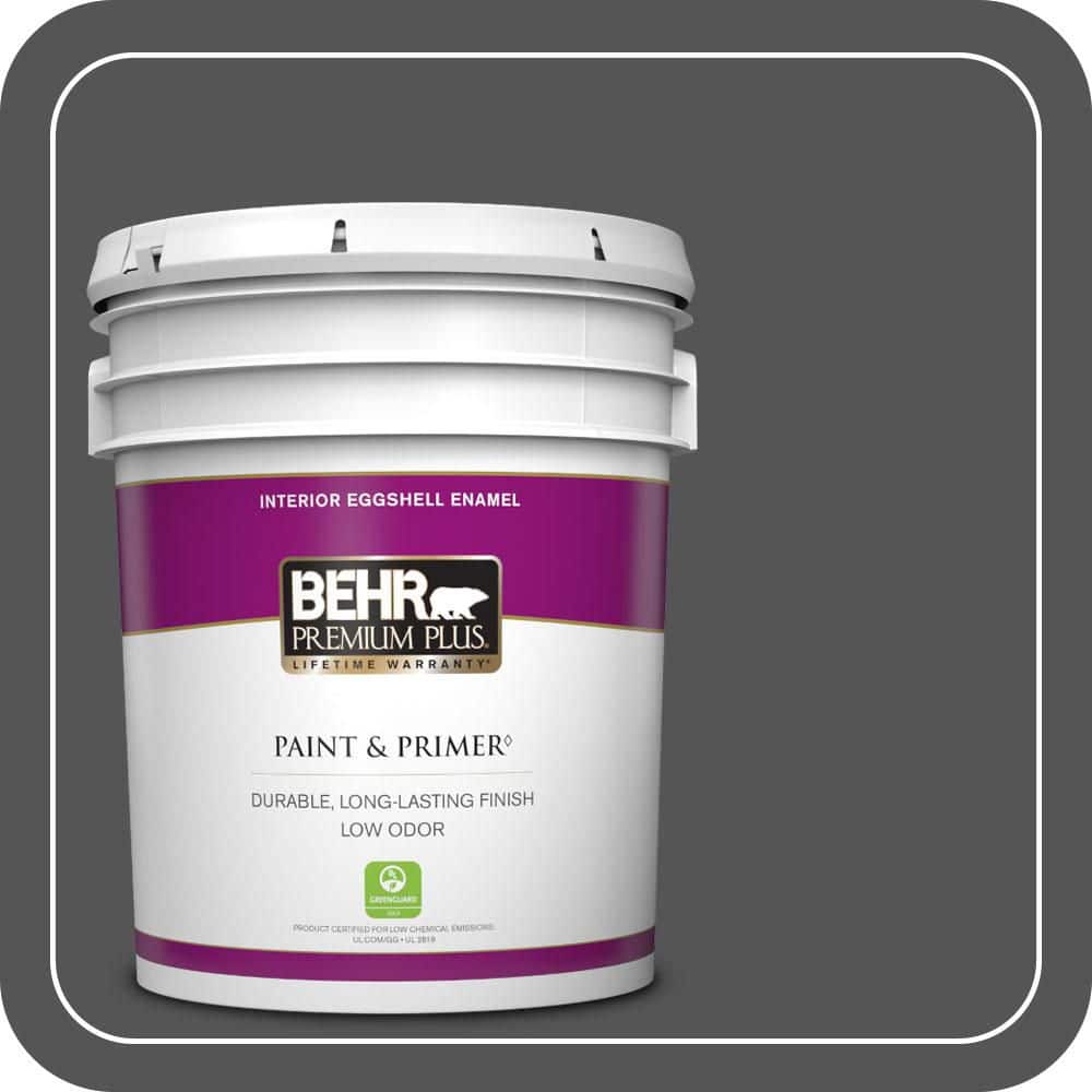 BEHR PREMIUM PLUS 5 gal. #QE-62 Maximum Gray Eggshell Enamel Low Odor Interior Paint & Primer