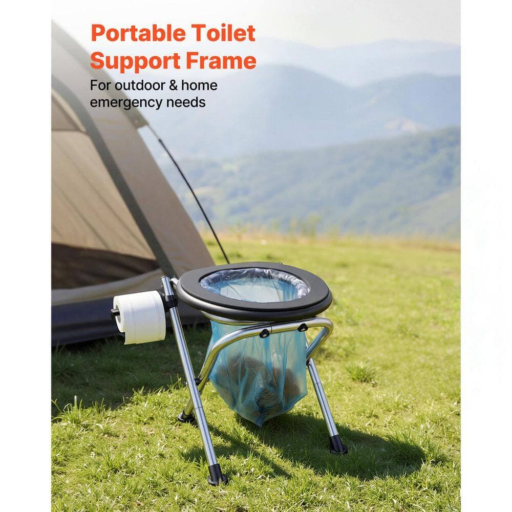 VEVOR Portable Toilet, 350 lbs. Capacity, Stainless Steel Foldable Toilet w/ Seat, Non-Electric Waterless Toilet for Outdoors (2)