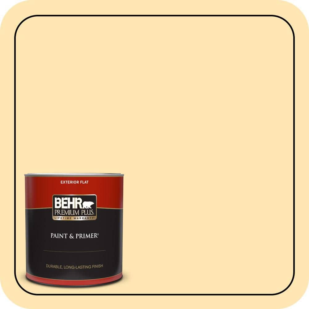 BEHR PREMIUM PLUS 1 qt. #P260-3 Vanilla Ice Cream Flat Exterior Paint & Primer