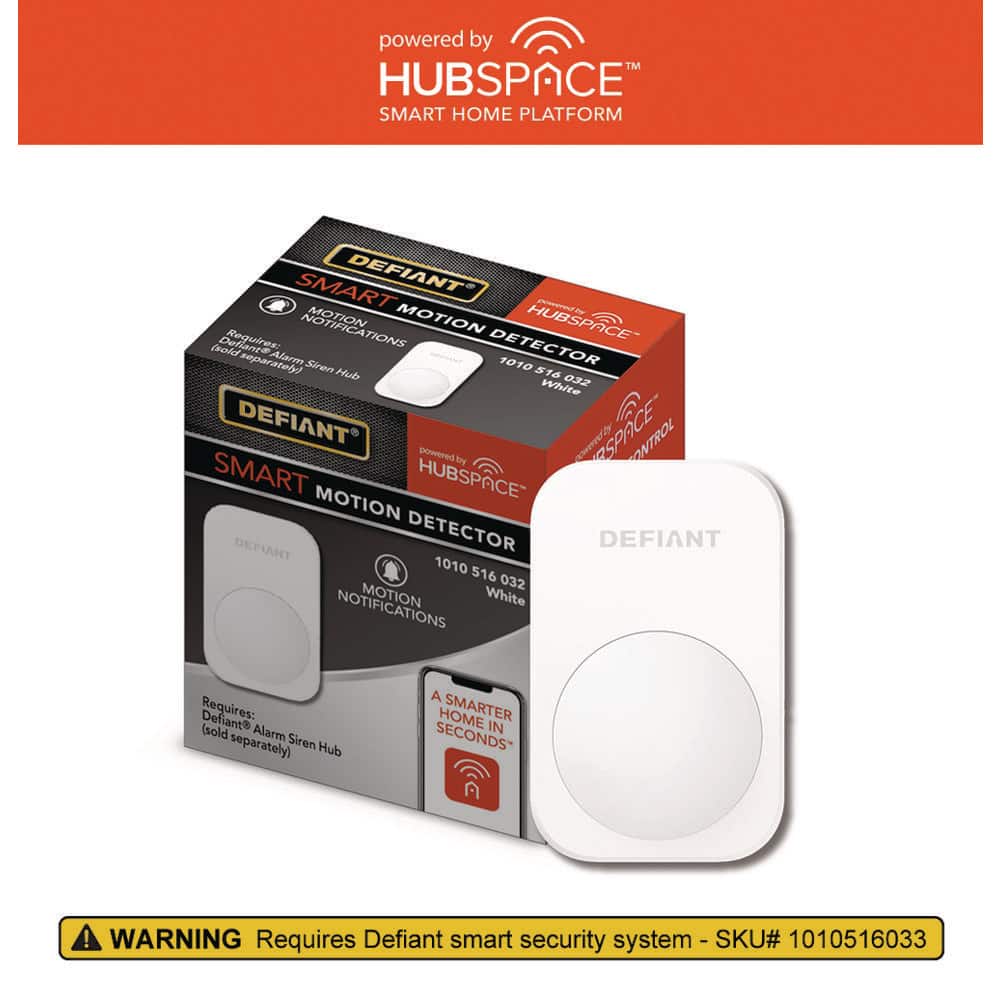 Defiant Smart Home Security Wireless (Battery) Motion Sensor Alarm Add-On Accessory White, Powered by Hubspace (1-Pack)
