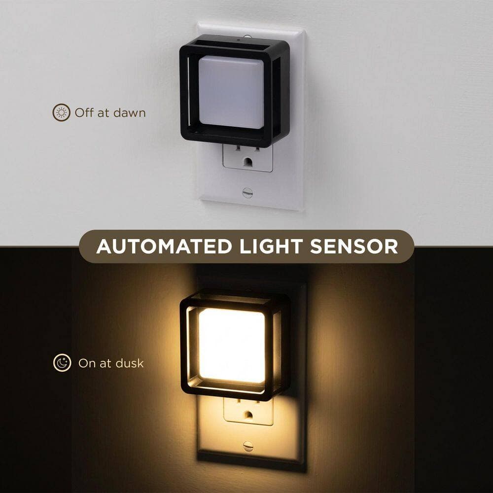 Unbranded Black Deco Cube Plug-In Warm White LED Night Light 2-Pack (4)