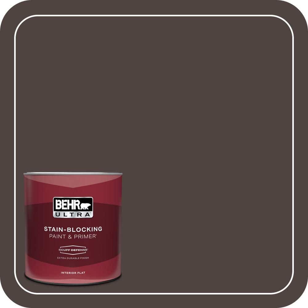 BEHR ULTRA 1 qt. #QE-24 Manchester Brown Extra Durable Flat Interior Paint & Primer