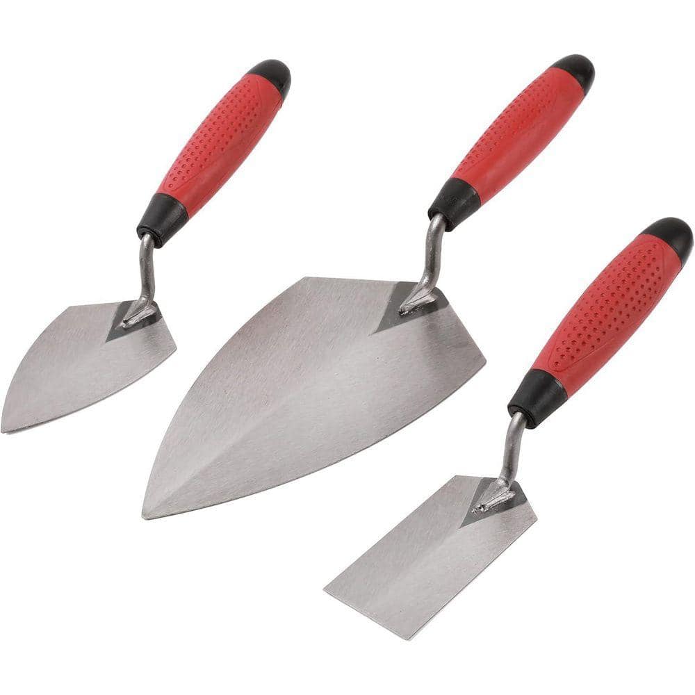 KIWDZFU 11 x 5-1/2 Philadelphia Trowel with Soft Handle Carbon Steel 5-1/2 x 2-7/8 Pointing Trowel 5 x 2 Margin Trowel (1)