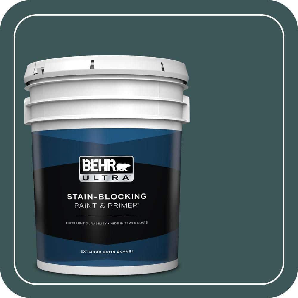 BEHR ULTRA 5 gal. #PPU12-01 Abysse Satin Enamel Exterior Paint & Primer
