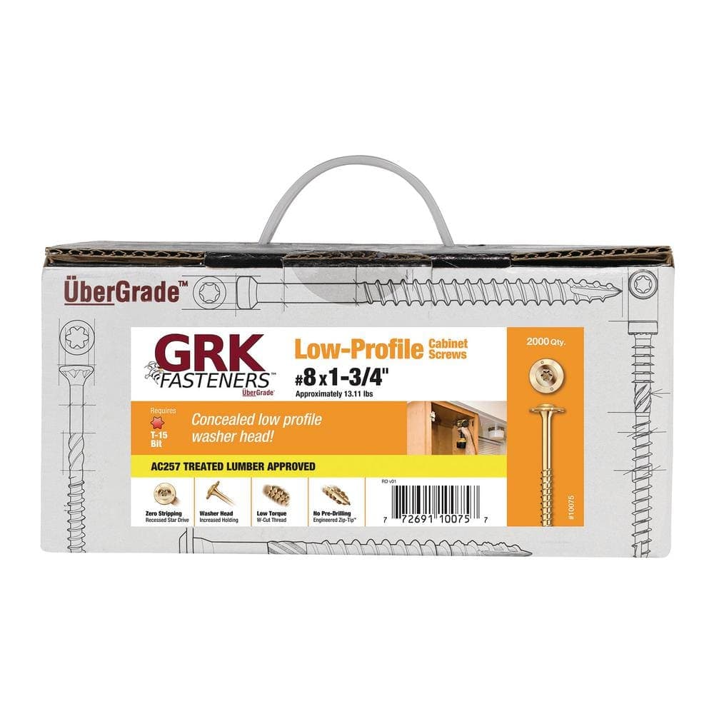 GRK Fasteners #8 x 1-3/4 in. Star Drive Low Profile Washer-Head Cabinet Screws (2,000-Pack)