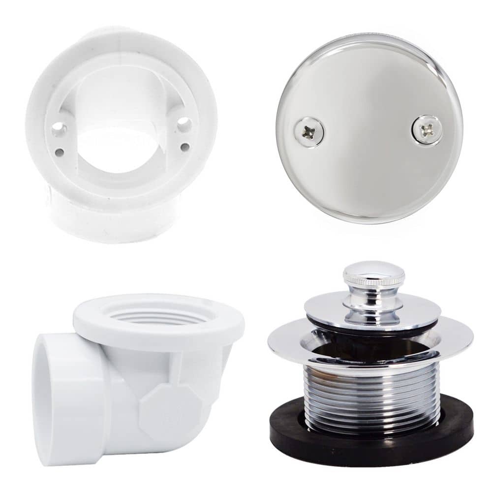 Westbrass Sch. 40 PVC 1-1/2 in. Course Thread Plumber's Pack Twist Close Bathtub Drain with Two-Hole Elbow (1)