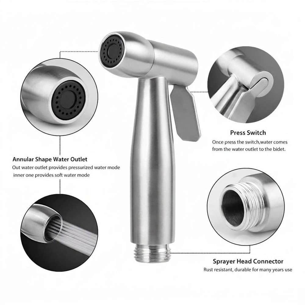 Anqtovp Handheld Bidet Sprayer Attachment with 59 in. Flexible Telescopic Shower Hose for Toilet Douche Pet Bath Cleaning (3)