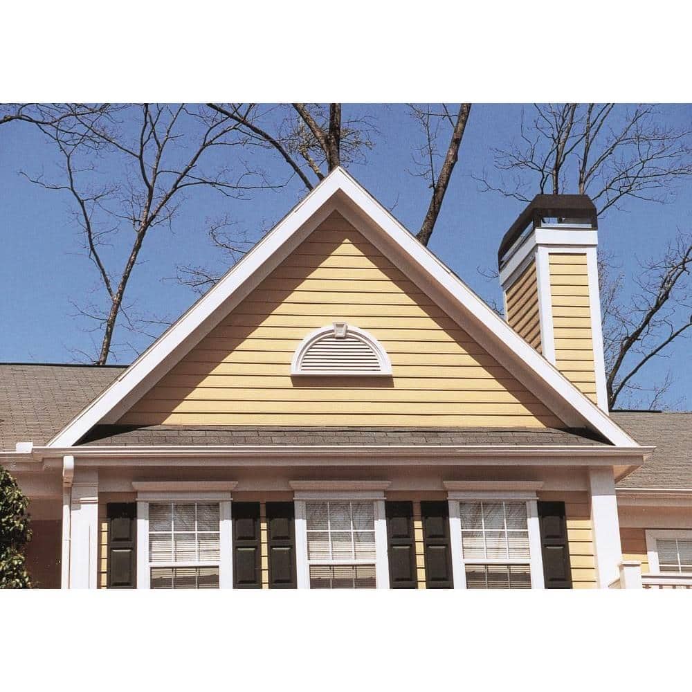 Fypon 36 in. x 18.5625 in. Half Round White Polyurethane Weather Resistant Gable Louver Vent (2)