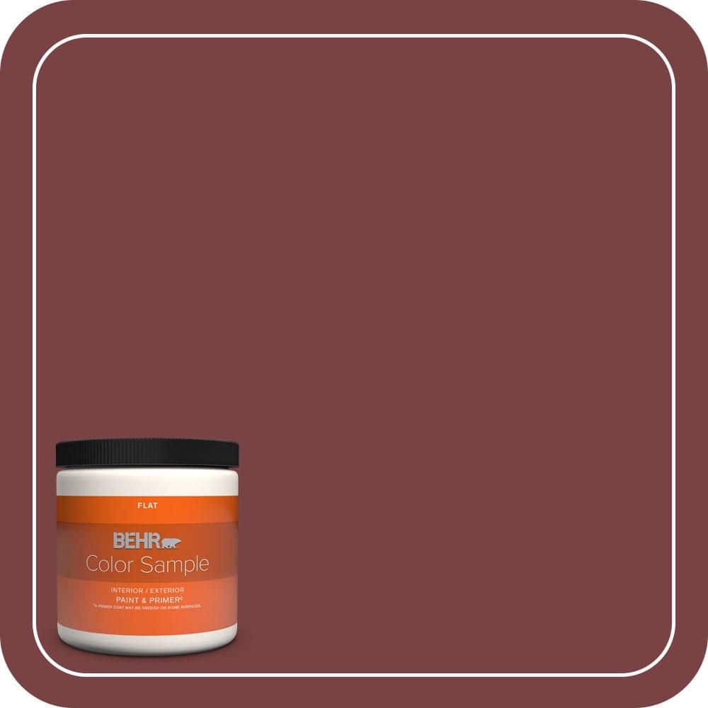 BEHR PREMIUM PLUS 8 oz. #S-H-140 Cinnamon Cherry Flat Interior/Exterior Paint & Primer Color Sample